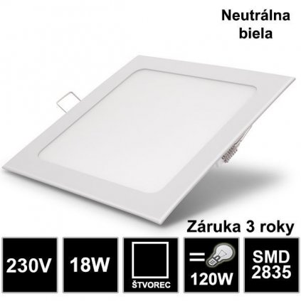 5377 led panel 18w stvorec neutralna biela zaruka 3 roky