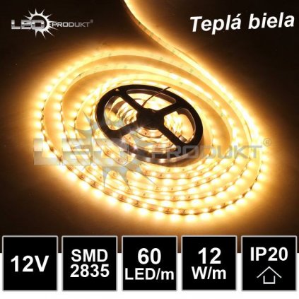 5455 5m led pasik 60led m smd2835 tepla biela ip20 12v