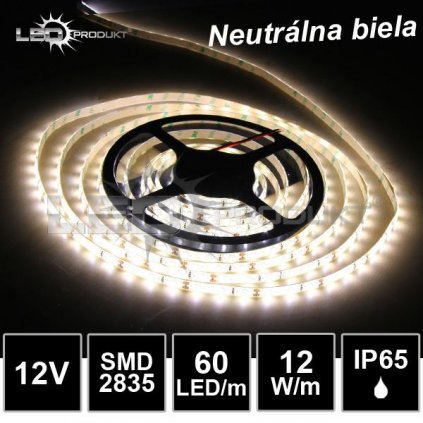 5467 5m led pasik 60led m vodeodolny smd2835 neutralna biela ip65 12v