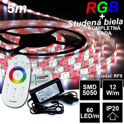 5545 5m pasik 60led m smd5050 ip20 rgb cw rgb studena biela kompletna sada