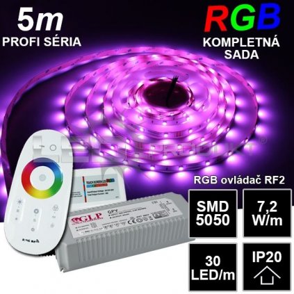 5566 5m profi led pasik smd5050 rgb 30led m ip20 24v rf2 kompletna sada