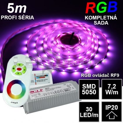 5572 5m profi led pasik smd5050 rgb 30led m ip20 24v rf9 kompletna sada