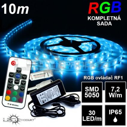 5632 10m ip65 vodeodolny 30led m rgb pasik rf1 kompletna sada