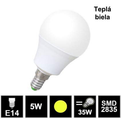 6031 led ziarovka e14 5w tepla biela