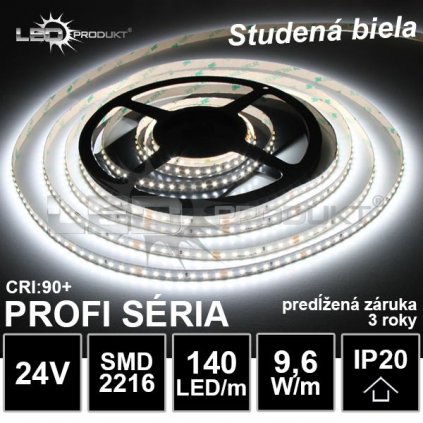 6232 profi led pasik 140led m smd2216 studena biela ip20 24v zaruka 3 roky