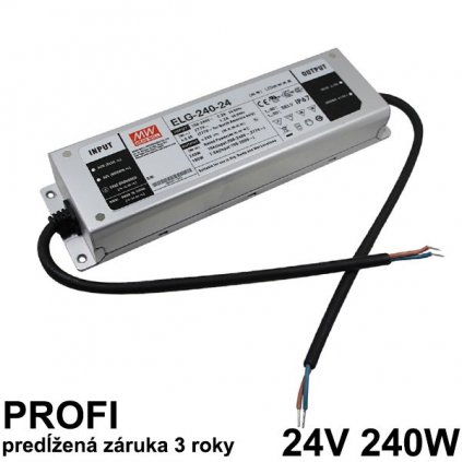 6265 led napajaci zdroj 240w 24v pfc ip65 vodeodolny mean well zaruka 3 roky