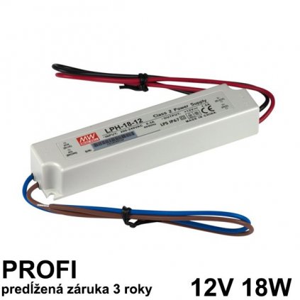 6346 led napajaci zdroj 18w 12v ip67 vodeodolny mean well zaruka 3 roky