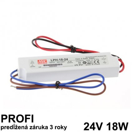 6349 led napajaci zdroj 18w 24v ip67 vodeodolny mean well zaruka 3 roky