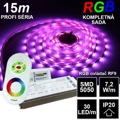 6871 15m profi led pasik smd5050 rgb 30led m ip20 24v rf9 kompletna sada