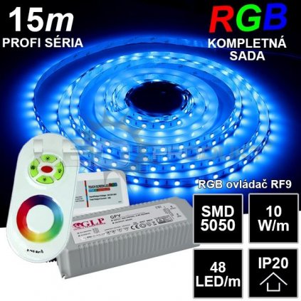 6880 15m profi led pasik smd5050 rgb 48led m ip20 24v rf9 kompletna sada