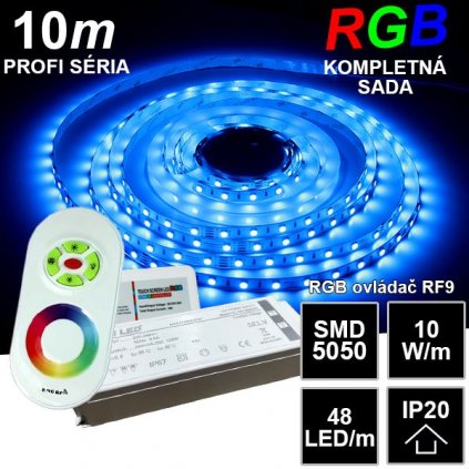 6886 10m profi led pasik smd5050 rgb 48led m ip20 24v rf9 kompletna sada