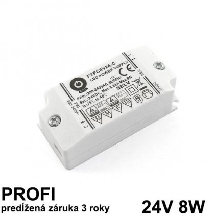 6898 led napajaci zdroj 8w 24v nabytkovy zaruka 3 roky