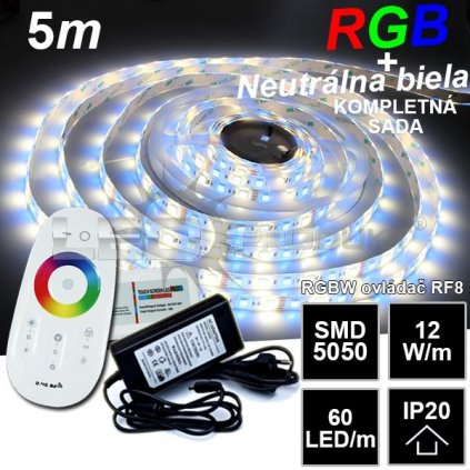 6910 5m pasik 60led m smd5050 ip20 rgb nw rgb neutralna biela kompletna sada