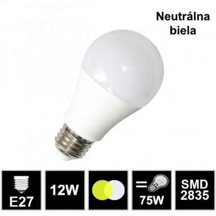 7120 led ziarovka e27 12w smd2835 neutralna biela