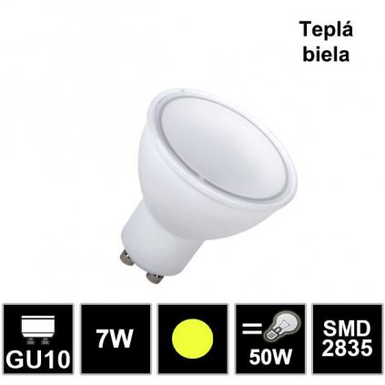 7171 led ziarovka gu10 7w smd2835 tepla biela