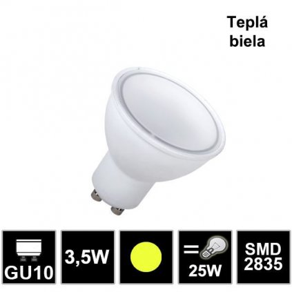 7234 led ziarovka gu10 3 5w smd2835 tepla biela