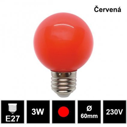 7309 led ziarovka e27 globe g45 3w cervena