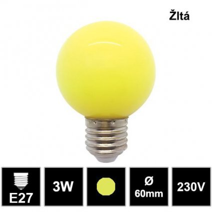 7312 led ziarovka e27 globe g45 3w zlta