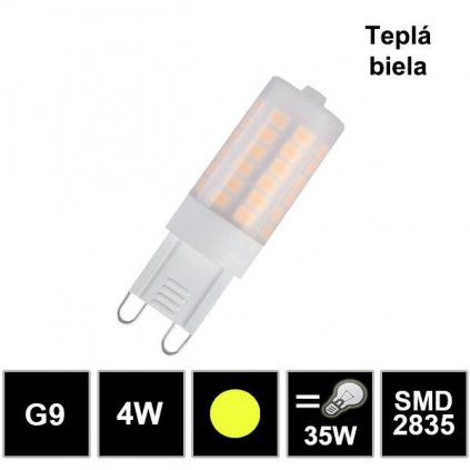 7375 led ziarovka g9 230v 4w tepla biela