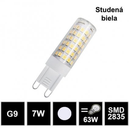 7378 led ziarovka g9 230v 7w studena biela