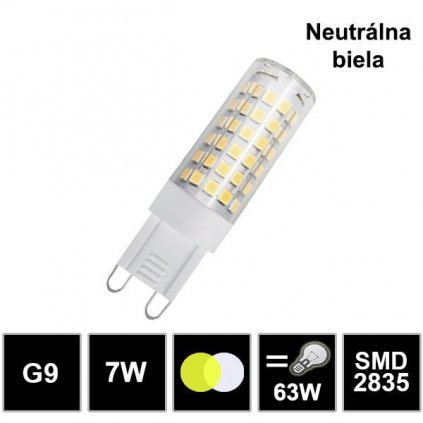 7381 led ziarovka g9 230v 7w neutralna biela