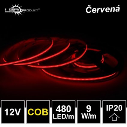 7501 led pasik 480led m cob 9w m cervena ip20 12v