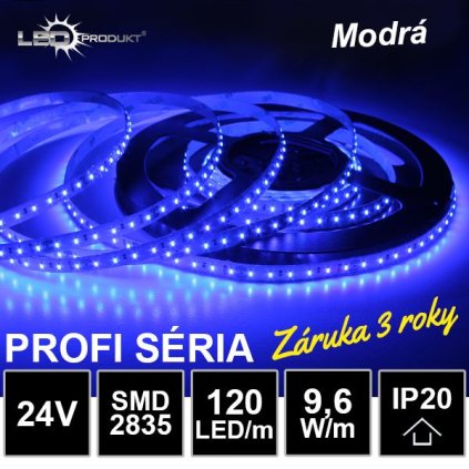 7513 profi led pasik 120led m smd2835 modry ip20 24v zaruka 3 roky