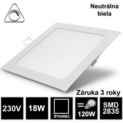 7549 led panel 18w stvorec 0 1 10v stmievatelny neutralna biela zaruka 3 roky