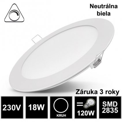 7552 led panel 18w kruh 0 1 10v stmievatelny neutralna biela zaruka 3 roky