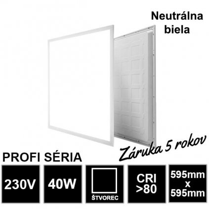 7669 led panel 40w 595x595 mm neutralna biela zaruka 5 rokov