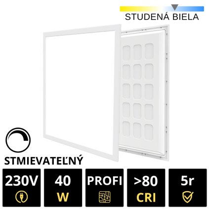 LED panel 40W  595x595 mm - studená biela, stmievateľný