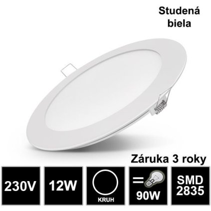 8290 led panel 12w kruh studena biela zaruka 3 roky