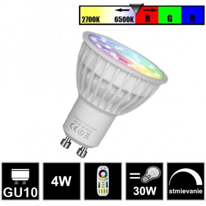 8689 led ziarovka gu10 4w stmievatelna rgb dual white