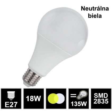 9382 led ziarovka e27 18w smd2835 neutralna biela