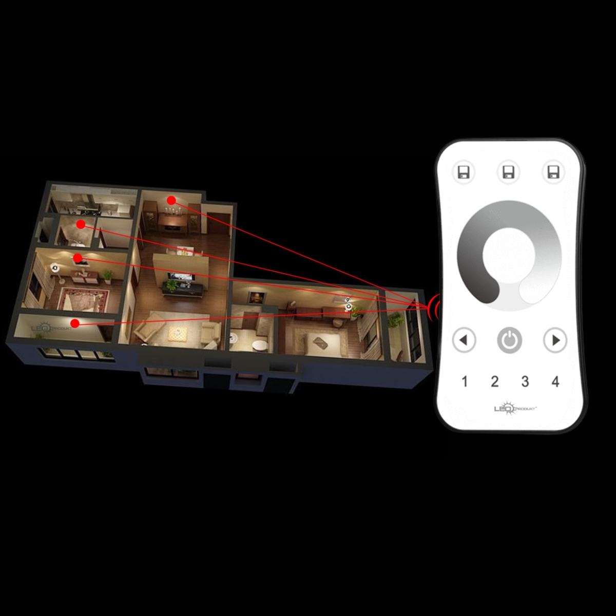 LEDprodukt LED ovládač RF10 4 okruhy