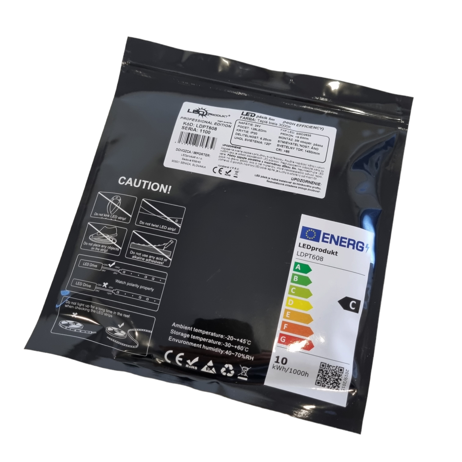 LEDprodukt PROFI LED pásik 128LED/m SMD2835 9,6W/m teplá biela IP20 24V - vysokosvietivý
