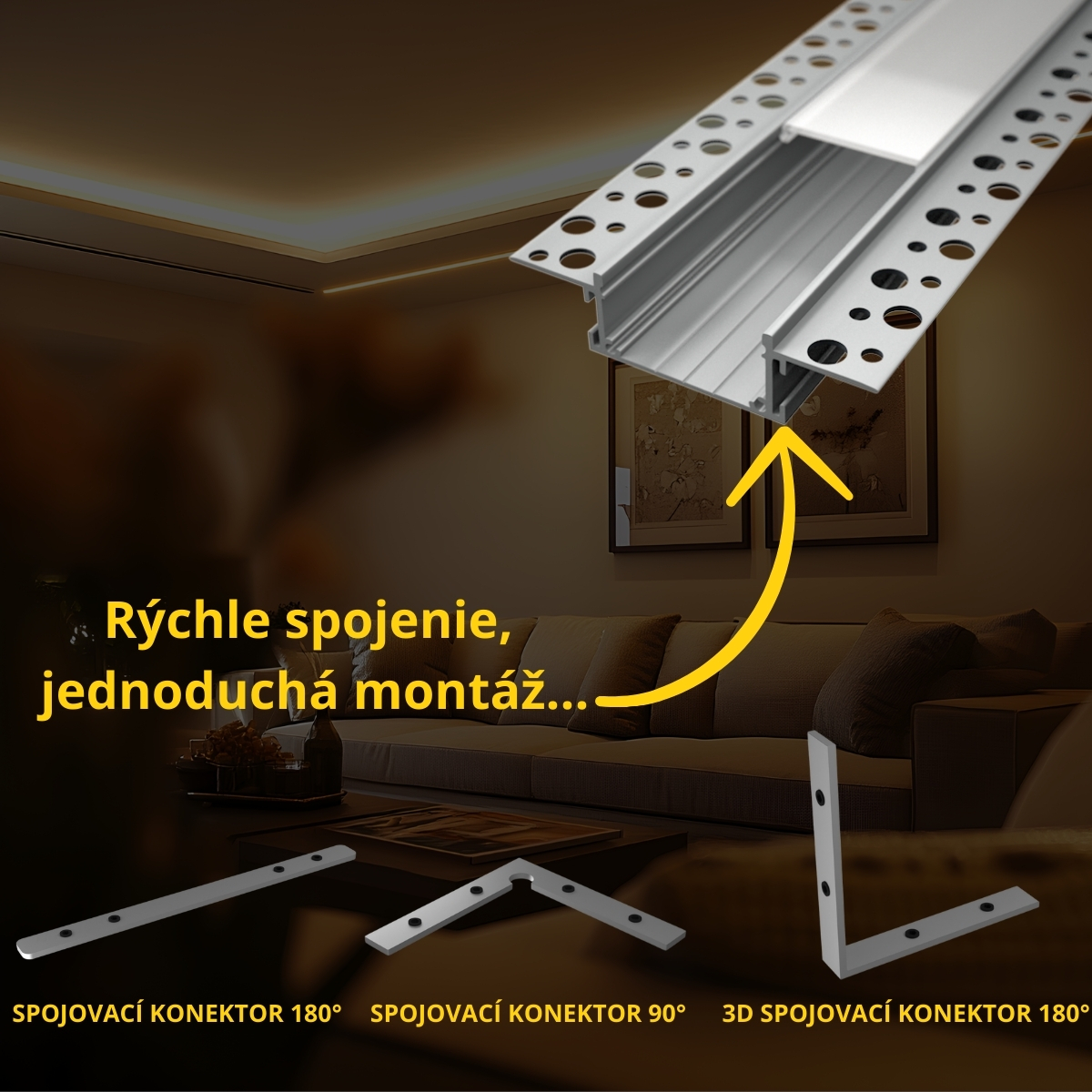 LED lišta SDK 9 Dĺžka: 2m, Typ krytky: Mliečna krytka zaklapávacia (difúzor)