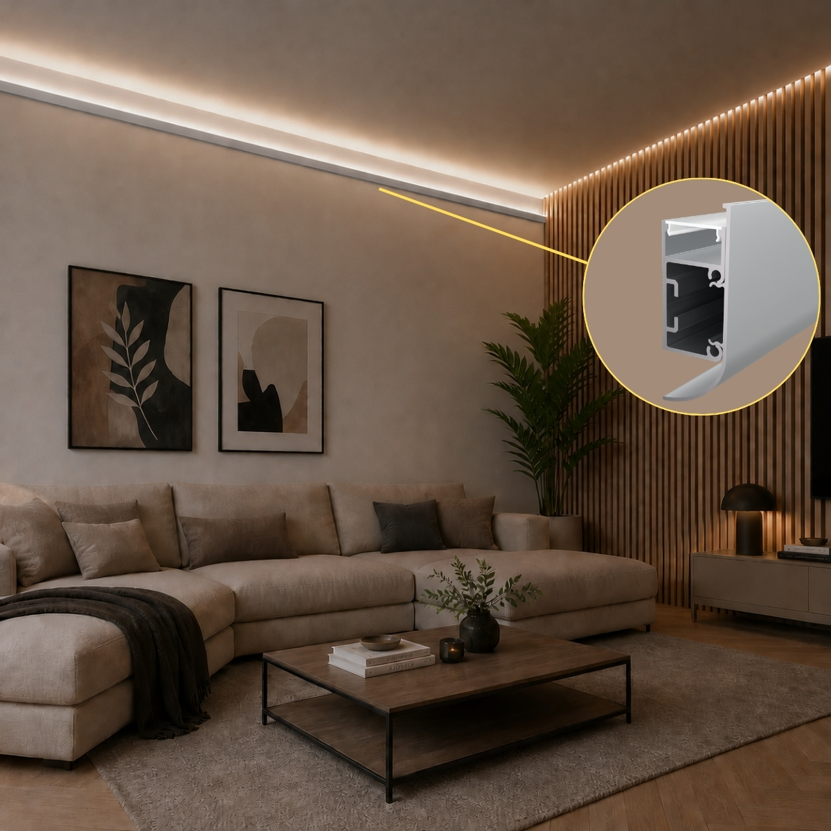 LED lišta povrchová - WALL ARC strieborná Dĺžka: 2m, Typ krytky: Bez krytky