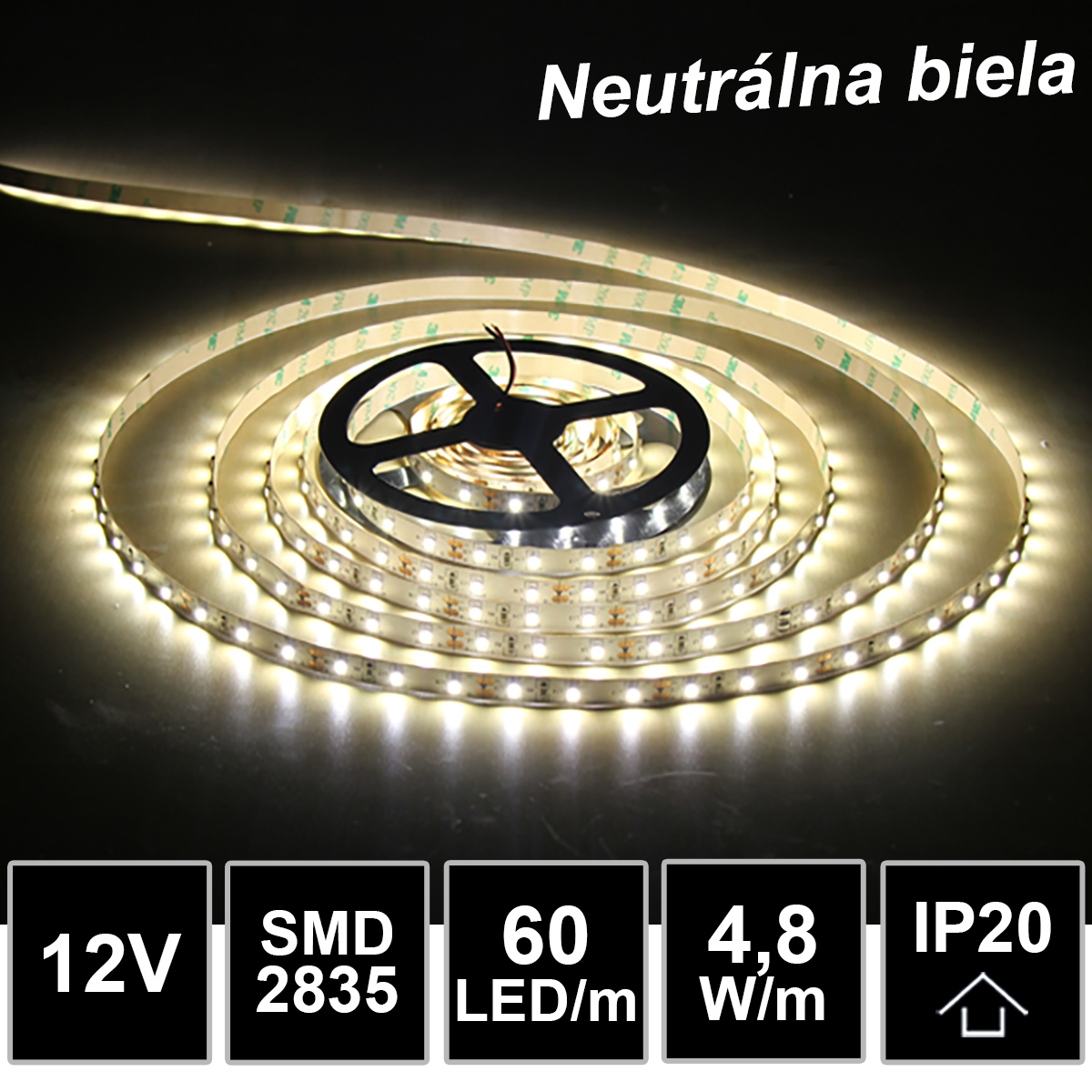 LEDprodukt LED pásik 60LED/m SMD2835 4,8W/m neutrálna biela IP20 12V