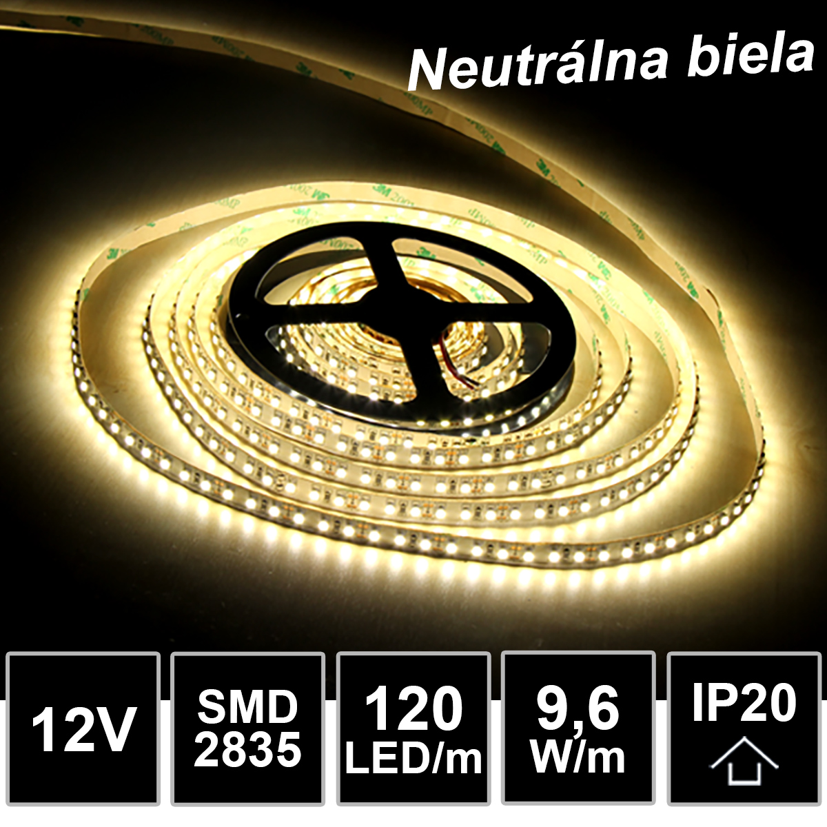 LEDprodukt LED pásik 120LED/m SMD2835 9,6W/m neutrálna biela IP20 12V