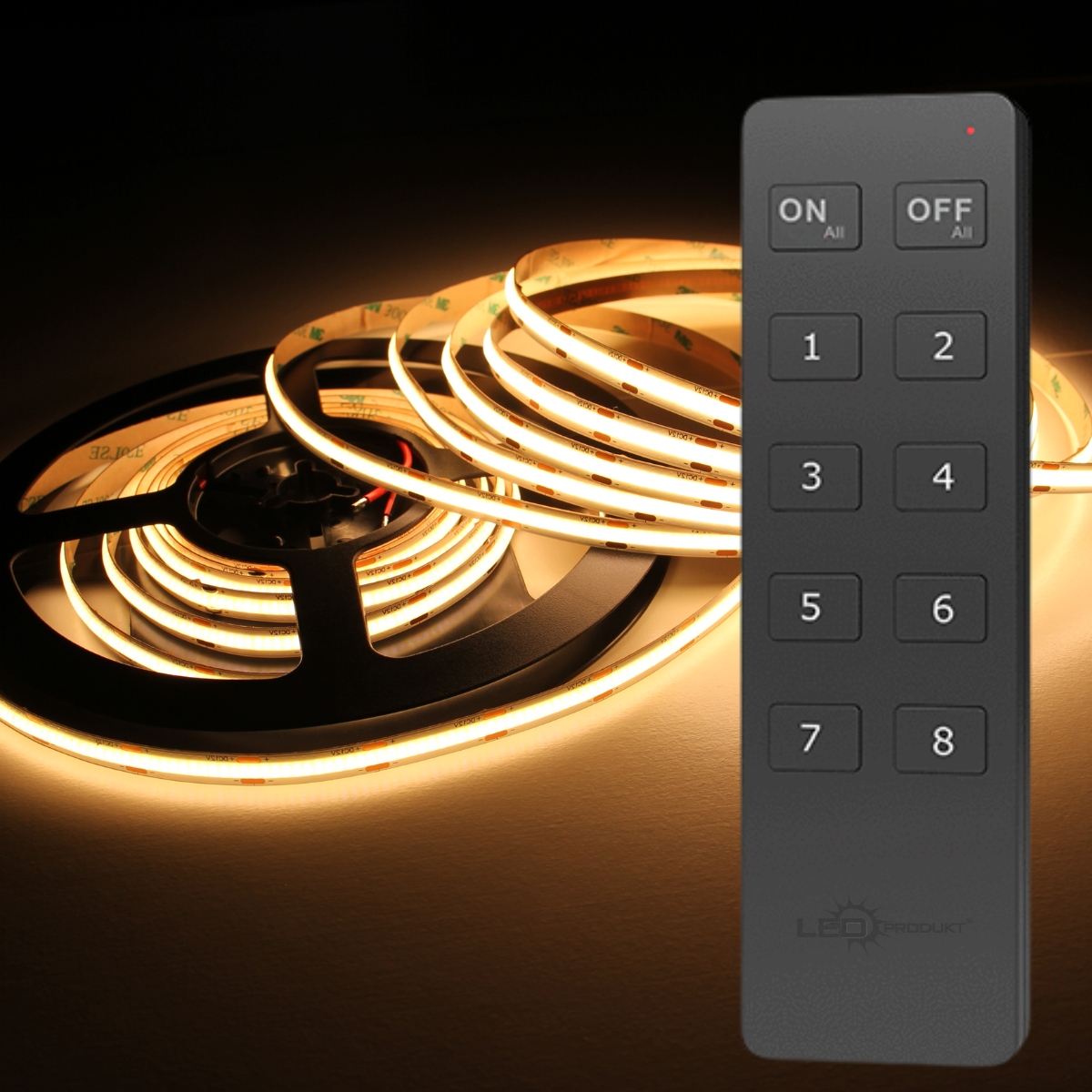 LEDprodukt LED ovládač RF12 8 okruhov + ON/OFF všetky okruhy
