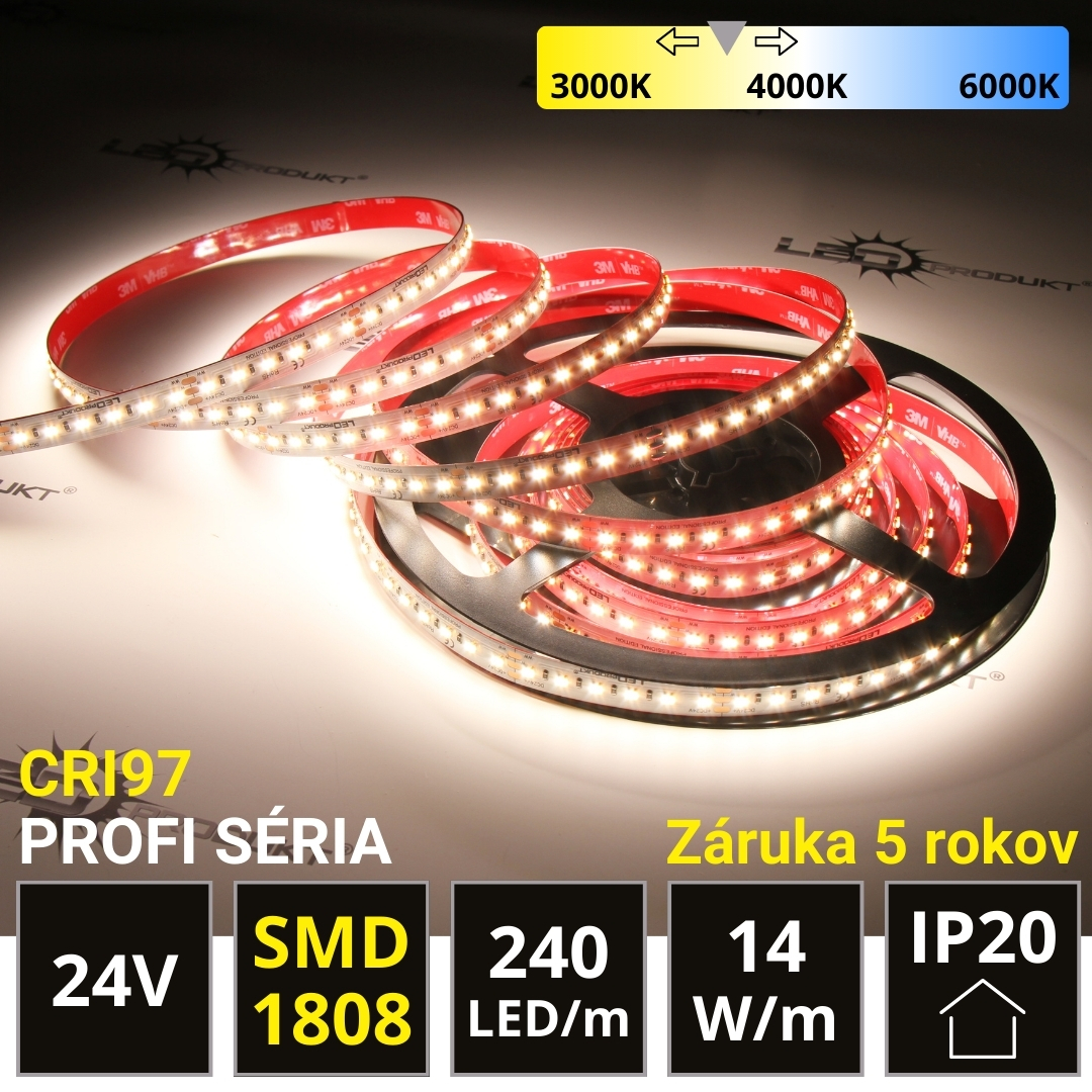 LEDprodukt PROFI LED pásik 240LED/m SMD1808 14W/m DUAL-WHITE IP20 24V