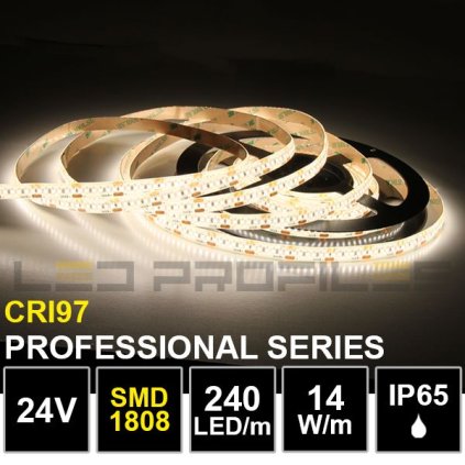 1527 5m led profi strip 24v 14w smd1808 240led m ip65 4000k cri97 3yw