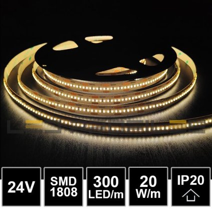 1542 5m led profi strip 24v 20w smd1808 300led m ip20 3000k cri97 5yw