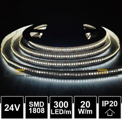 1548 5m led profi strip 24v 20w smd1808 300led m ip20 6000k cri97 5yw