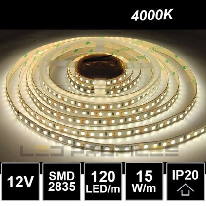 2142 5m led strip 12v 15w smd2835 120led m ip20 4000k