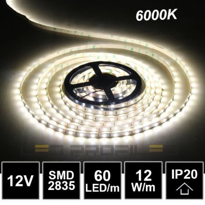 2148 5m led strip 12v 12w smd2835 60led m ip20 6000k