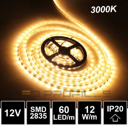 2154 5m led strip 12v 12w smd2835 60led m ip20 3000k