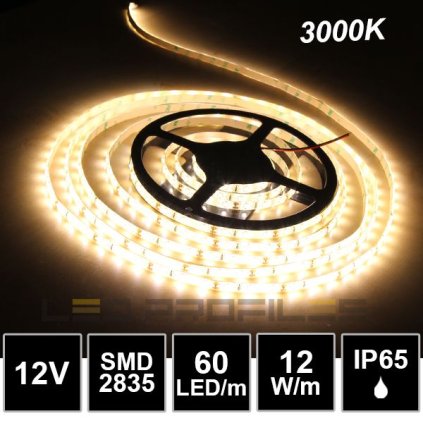 2163 5m led strip 12v 12w smd2835 60led m ip65 3000k