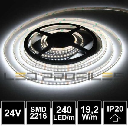 582 5m led profi strip 24v 19 2w smd2216 240led m ip20 6000k cri95 3yw